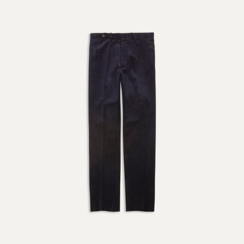 Navy Mid-Wale Corduroy Flat Front Trouser