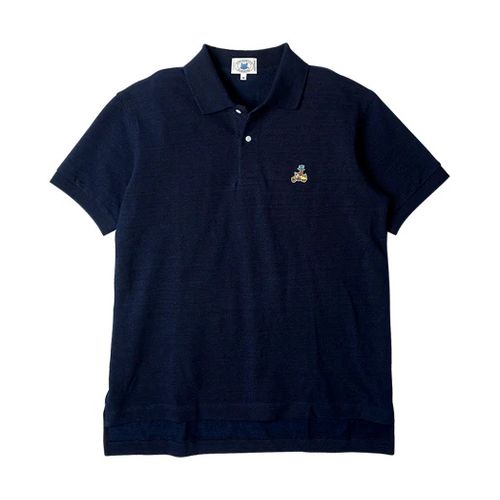 Kamakura Vintage Ivy Indigo Dyed Pique Polo Shirt- Navy Blue