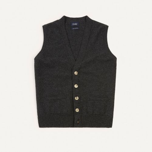 Charcoal Lambswool Sleeveless Cardigan