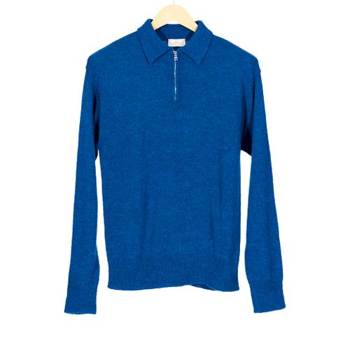 Brushed Wool Royal Blue 1/4 Zip