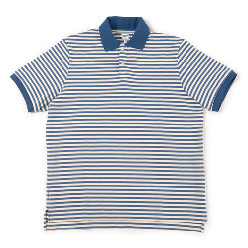 Narrow Stripe Polo - Light Blue/white