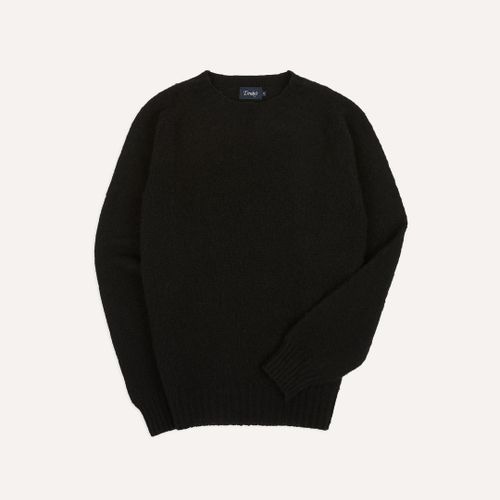 Black Brushed Shetland Crew Neck Jumper