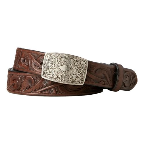 Hand-Tooled Leather Belt Brown