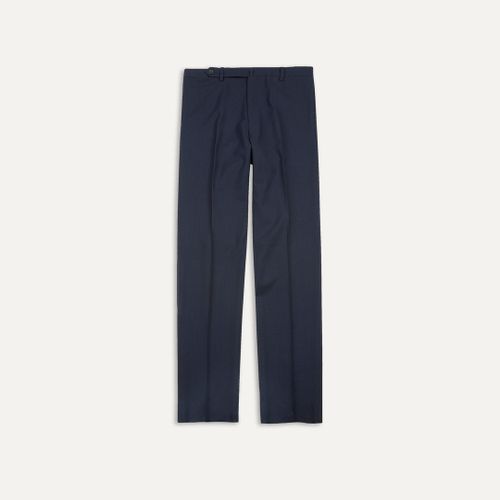 Navy Tropical Wool Flat Front Trouser