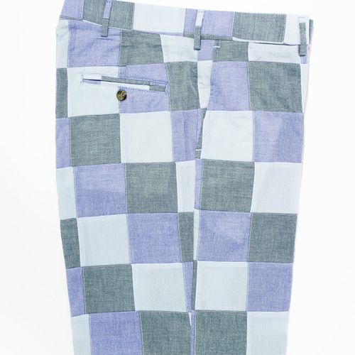 Cotton Patchwork Chambray Shorts - Multi