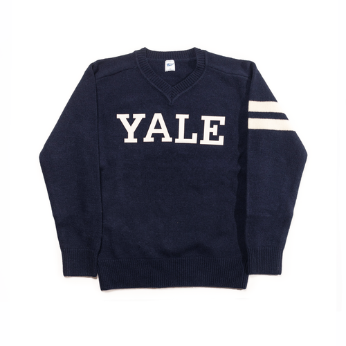 Yale Wool V-neck Sweater - Navy