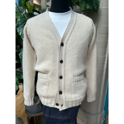 Harley Of Scotland Chunky Weight Super Soft Wool Cardigan- Cream