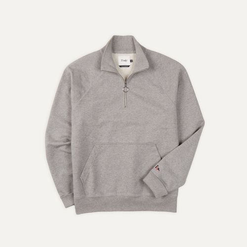 Grey Cotton Quarter Zip Sweatshirt