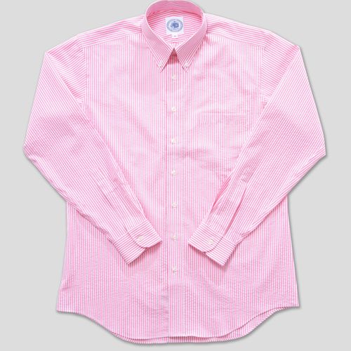 Seersucker Long Sleeve Shirt - Pink/white