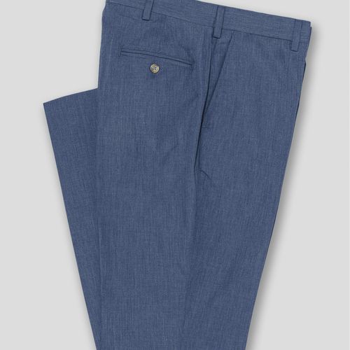 Poplin Classic Trousers - Dark Blue Melange