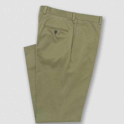 Olive Cotton Drill Cloth Trouser - Classic Fit