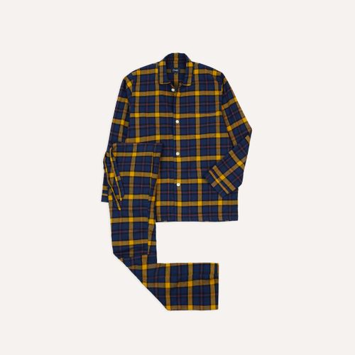 Navy, Yellow and Red Check Cotton Pyjama Set