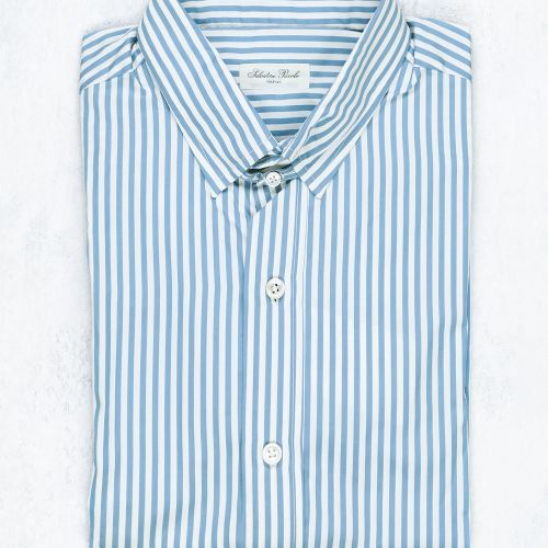 Salvatore Piccolo Blue/White Stripe Cotton Spread Collar Shirt (NOS)