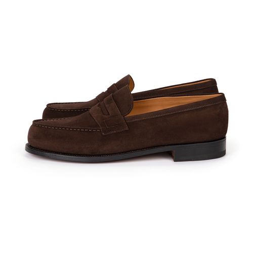 J.M. Weston Calfskin Suede 180 Loafer: Brown