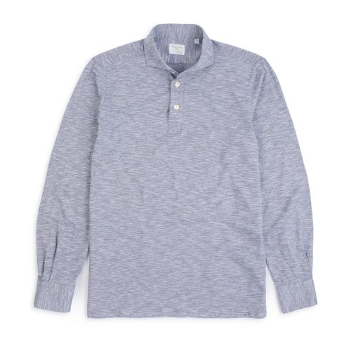 Finamore Orlando Cotton Mix Polo Shirt: Blue Marl