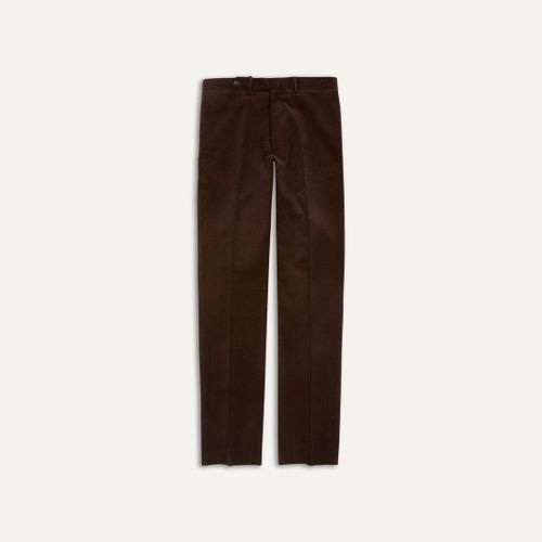 Brown Mid-Wale Corduroy Flat Front Trouser