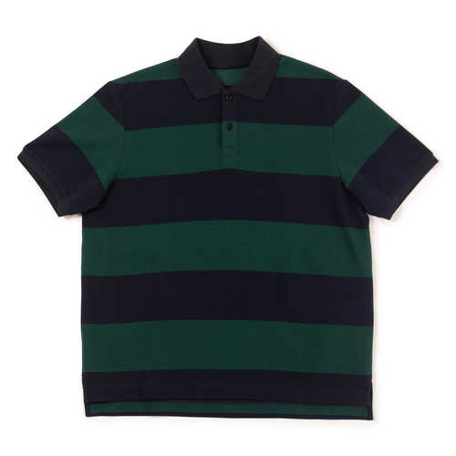 Relaxed Fit Wide Stripe Polo - Green/navy