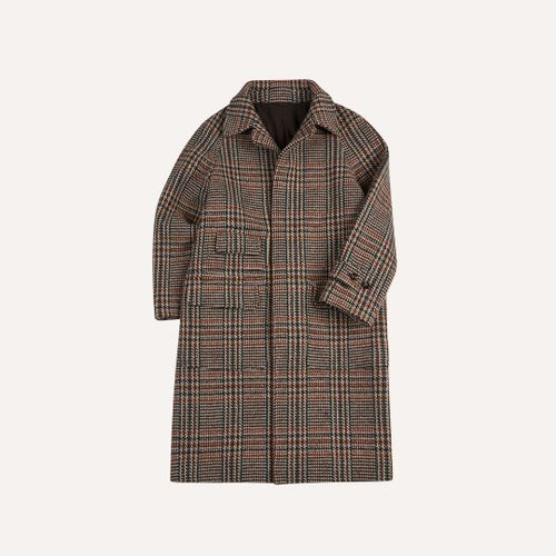 Prince of Wales Check Wool Raglan Coat