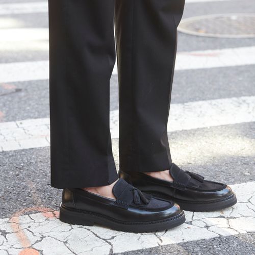 Richee Penny Loafer Black Suede Crust