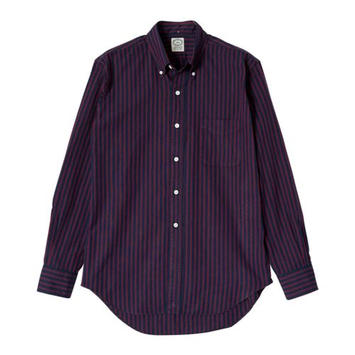 Kamakura Vintage Ivy Tracked Striped Button Down- Red/Navy