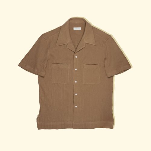 Cuban Camp Collar Shirt - Caramel WaffleCuban Camp Collar Shirt - Caramel Waffle