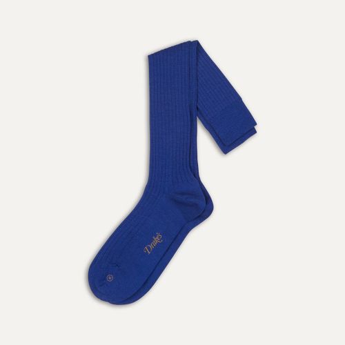 Royal Blue Wool Over-the-Calf Socks