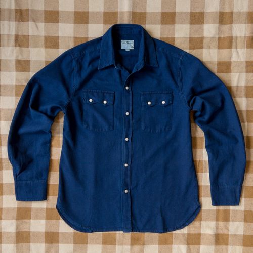 Indigo Yarn-Dyed Sateen Pearlsnap Shirt