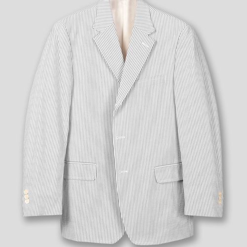 Grey White Cotton Seersucker Sport Coat