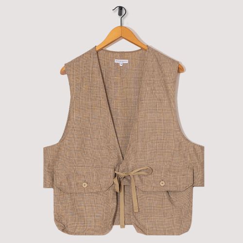 Fowl Vest - Beige Linen Plaid