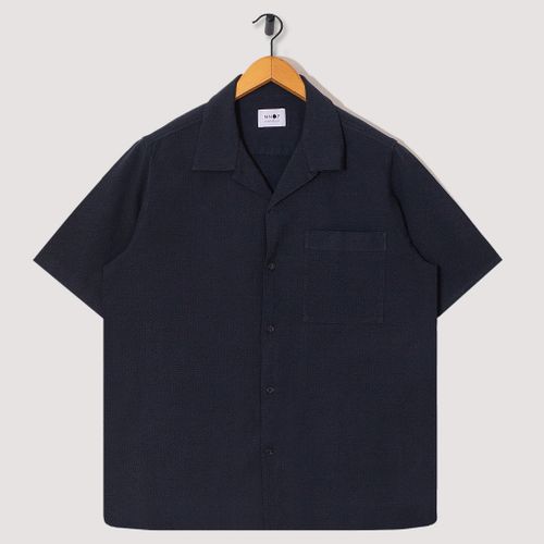 Julio S/S Shirt - Navy Seersucker