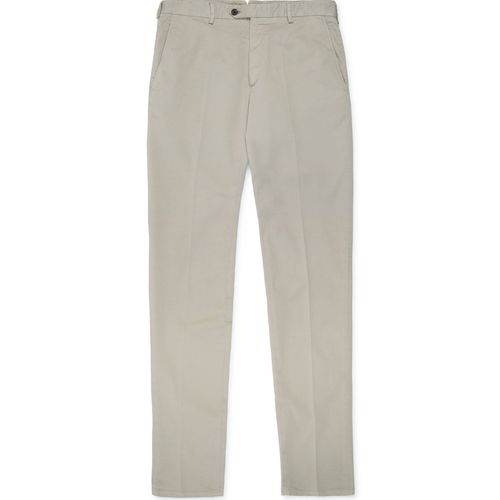 Trunk Welbeck Flat Front Cotton Trousers: Greige