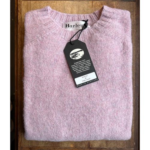 Harley Of Scotland Brushed Wool Crew Neck- Pink Haar