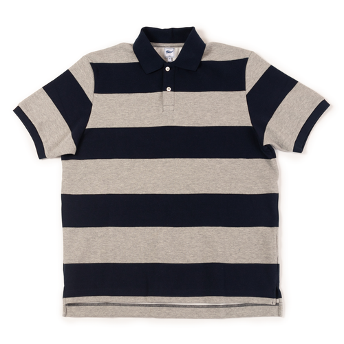 Relaxed Fit Wide Stripe Polo - Navy/grey