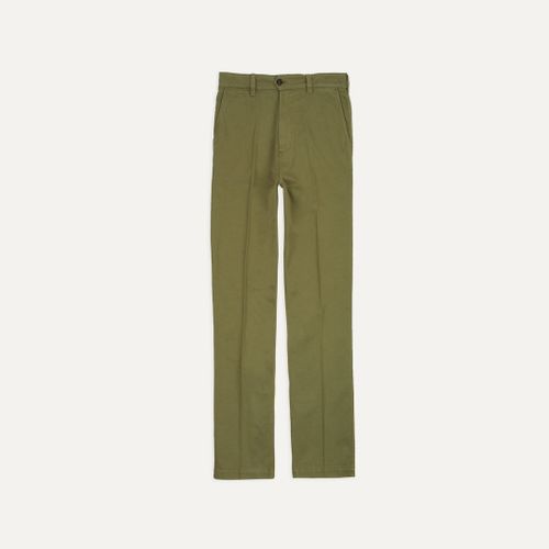 Khaki Cotton Flat Front Chino