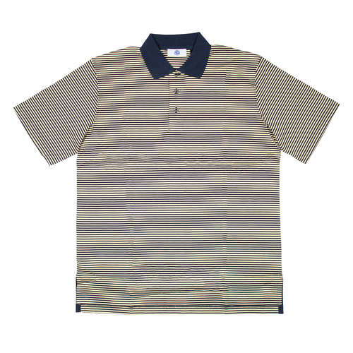 Stripe Polo Shirt W/knit Collar - Navy/yellow