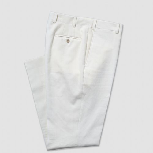 White Crash Linen Trousers - Classic Fit