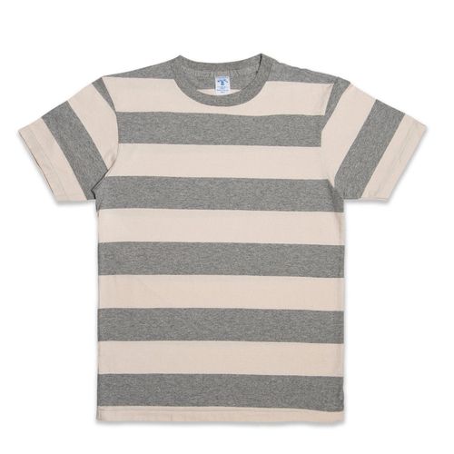 Wide Stripe S/S C/N Tee / Oatmeal/H.Grey