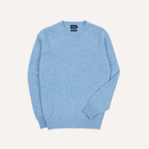 Sky Blue Brushed Shetland Crew Neck Jumper