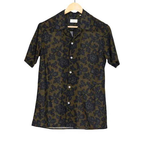 Floral Army Short Sleeve Linen Shirt