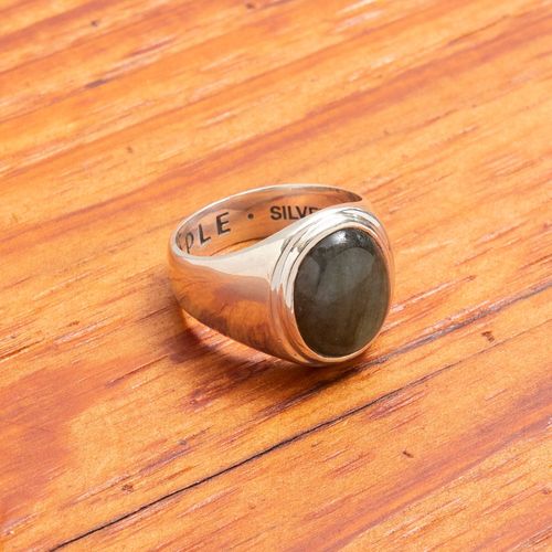 Tommy Signet Ring in Silver/Labradorite