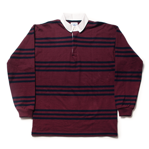 Track Stripe Rugby Shirt - Burgundy/navy