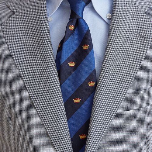 Drake's Blue and Navy Stripe Crown Silk Tie (NOS)