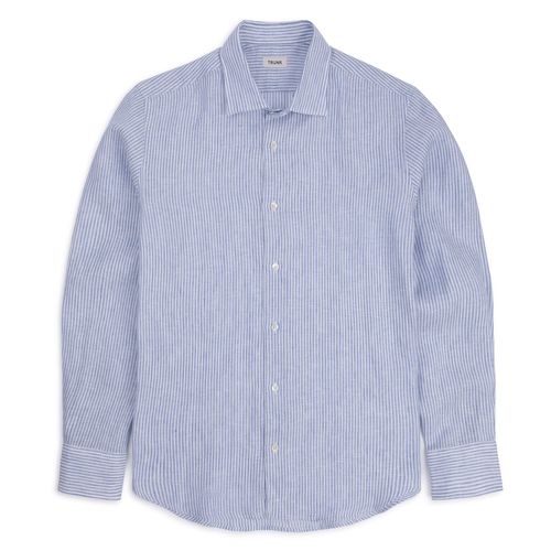 Trunk Audley Irish Linen Bengal Stripe Shirt: Blue