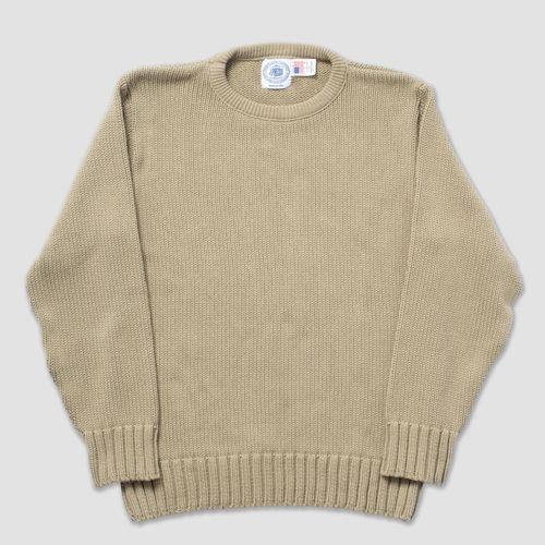 Chunky Cotton Crew Neck Sweater - Tan