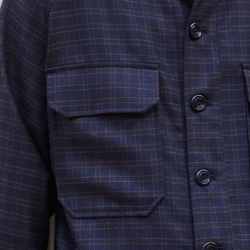 Balio Overshirt Wool Navy Red Check