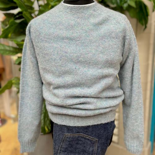 Harley Of Scotland Brushed Wool Crew Neck-Sea Pearl