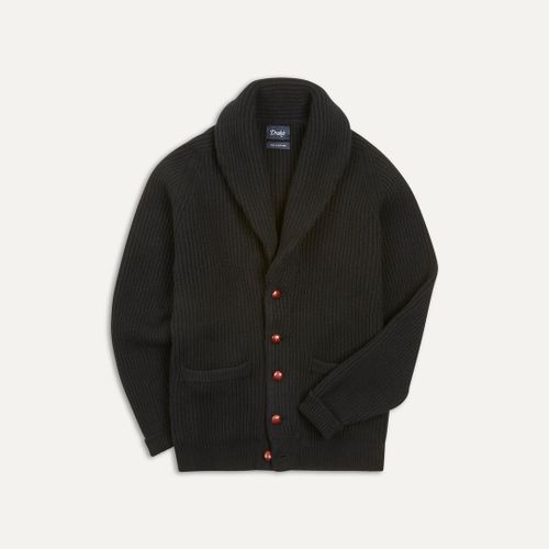 Black Lambswool Shawl Collar Cardigan