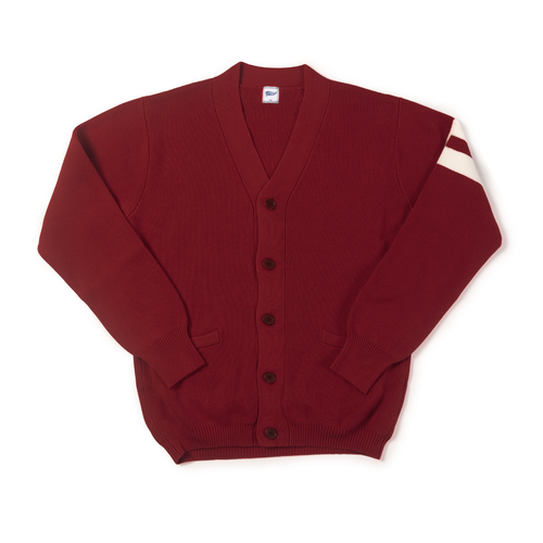 Solid Varsity Cotton Cardigan - Burgundy