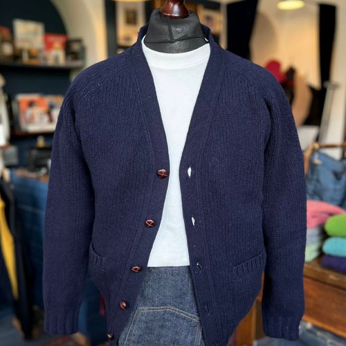 Harley Of Scotland Chunky Weight Super Soft Wool Cardigan- New Navy