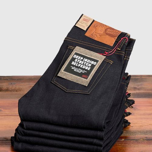 "Deep Indigo Stretch" 11.5oz Selvedge Denim - Weird Guy Fit